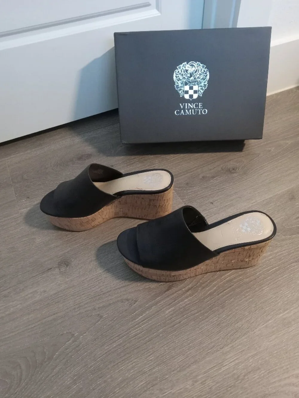 Vince Camuto Gadgen Platform Wedge Sandal, Black, Size 7½ M, Worn Once, Like New